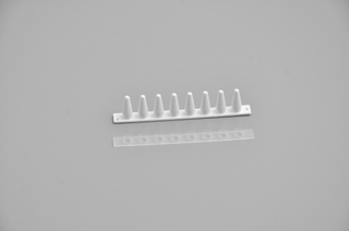 0.1ml white Optical 8-Tube Strip with Optically Clear Flat Caps, ideal for real-time PCR